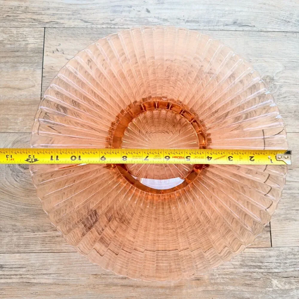 Anchor Hocking Petticoat Pink Depression Glass Cake Plate Ribbed Bubble Foot 12